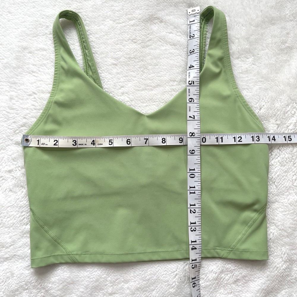 Peachy Athletic Sports Bra Womens Green V-Neck Activewear Crop Top S - Picture 2 of 5